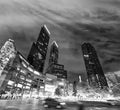 City streets and lights at night near Columbus Circle, New York Royalty Free Stock Photo