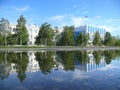 City Streets Nadym river Nadym. Office building on the promenade