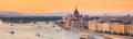 City summer landscape, panorama, banner - top view of the historical center of Budapest Royalty Free Stock Photo