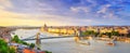 City summer landscape, panorama, banner - top view of the historical center of Budapest Royalty Free Stock Photo