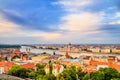 City summer landscape at sunset - top view of the historical center of Budapest Royalty Free Stock Photo