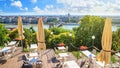 City summer landscape - top view from the cafe to the historic center of Budapest Royalty Free Stock Photo