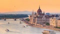 City summer landscape - top view of the historical center of Budapest with the Danube river Royalty Free Stock Photo