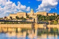 City summer landscape - view of the Szechenyi Chain Bridge and Buda Castle on Castle Hill over the Danube river in Budapest Royalty Free Stock Photo