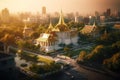 City at Sunrise Country Wat Phra Kaew Bangkok, Thailand with Ai Generated