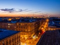 City at sunset. Beautiful evening picturesque summer panorama of St. Petersburg, Russia