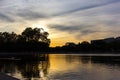 City sunset near the Capitol Reflecting pool, Washington DC, USA. Royalty Free Stock Photo