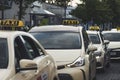 City taxi`s lined up at Zoologischer Garten railway station in Berlin