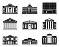 City theater museum icons set, simple style