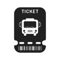 Bus ticket black vector. City ticket vector. Tourist ticket for a passenger bus. Booking a ticket for travel. Boarding Royalty Free Stock Photo