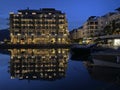 City of Tivat, Montenegro, night water and city view