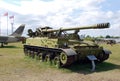 Military exhibit of the Soviet Army of 152 mm self-propelled Hyacinth gun 2C5. Royalty Free Stock Photo