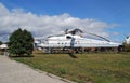 City of Togliatti. Technical museum of K.G. Sakharov. Exhibit of the museum military transport Mi-10 helicopter crane. USSR.