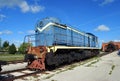 City of Togliatti. Technical museum of K.G. Sakharov. Exhibit of the museum TEM1 Soviet shunting locomotive. Royalty Free Stock Photo