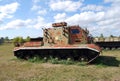 City of Togliatti.Technical museum under the open sky K.G. Sakharova. Exhibit of the museum `Car of Management MT-LBU`