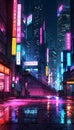 City of Tomorrow Cyberpunk Commercial District with Neon Skyscrapers