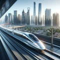 City of Tomorrow: Futuristic Skyline with Highspeed Train