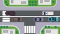 City top view building map vector landscape. Road with car, tree, roof, grass. Sidewalk flat traffic urban pedestrian. Highway Royalty Free Stock Photo