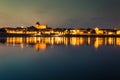 City of Torun in Poland, old town skyline by night from Vistula Royalty Free Stock Photo