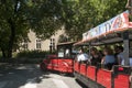 City tour train in Rhodes Island in the city center.