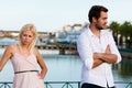 City tourism - couple in vacation having discussio Royalty Free Stock Photo