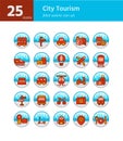 City Tourism filled outline icon set.