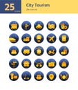 City Tourism flat icon set.