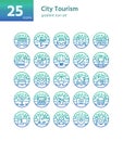 City Tourism gradient icon set.