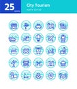 City Tourism outline icon set.