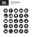 City Tourism solid icon set.