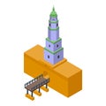 City tower icon isometric vector. Serbia travel