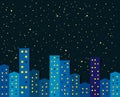 City, town night panorama. Background. Royalty Free Stock Photo