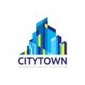 City town - real estate logo template concept illustration.