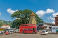 City traffic, Clock tower Roundabout and police station in downtown Kandy, Royalty Free Stock Photo