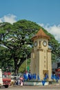 City traffic, Clock tower Roundabout and police station in downtown Kandy, Royalty Free Stock Photo