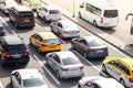 City traffic, traffic jams, a stream of cars. Traffic jam. A lot of cars. Machines without movement. Russia, St. Petersburg June Royalty Free Stock Photo