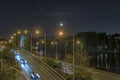 City Traffic in Paris at La Defense Business District Night Royalty Free Stock Photo