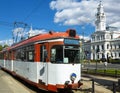 Tram on Arad town hall square Royalty Free Stock Photo