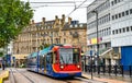 City tram at Cathedral station in Sheffield, England