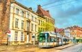 City tram in the old town of Ghent, Belgium
