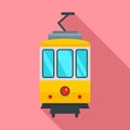 City tramcar icon, flat style