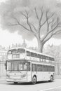 City Transit: a Sketch of a Bus in Motion Royalty Free Stock Photo