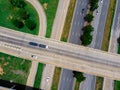 City transport cross junction asphalt road with car and truck movement