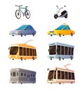 City Transport Flat Cartoon Icons Royalty Free Stock Photo