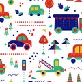 City transport kids seamless pattern design