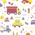 City transport kids seamless pattern design