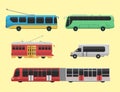 City transport public industry vector flat illustrations traffic vehicle street tourism modern business cityscape travel