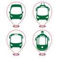 City transport. Set of transport icons: bus, trolley, tram, car. Transport services. Vector set on a white background Royalty Free Stock Photo