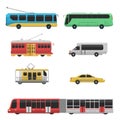 City transport public industry vector flat illustrations traffic vehicle street tourism modern business cityscape travel