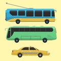 City transport public industry vector flat illustrations traffic vehicle street tourism modern business cityscape travel